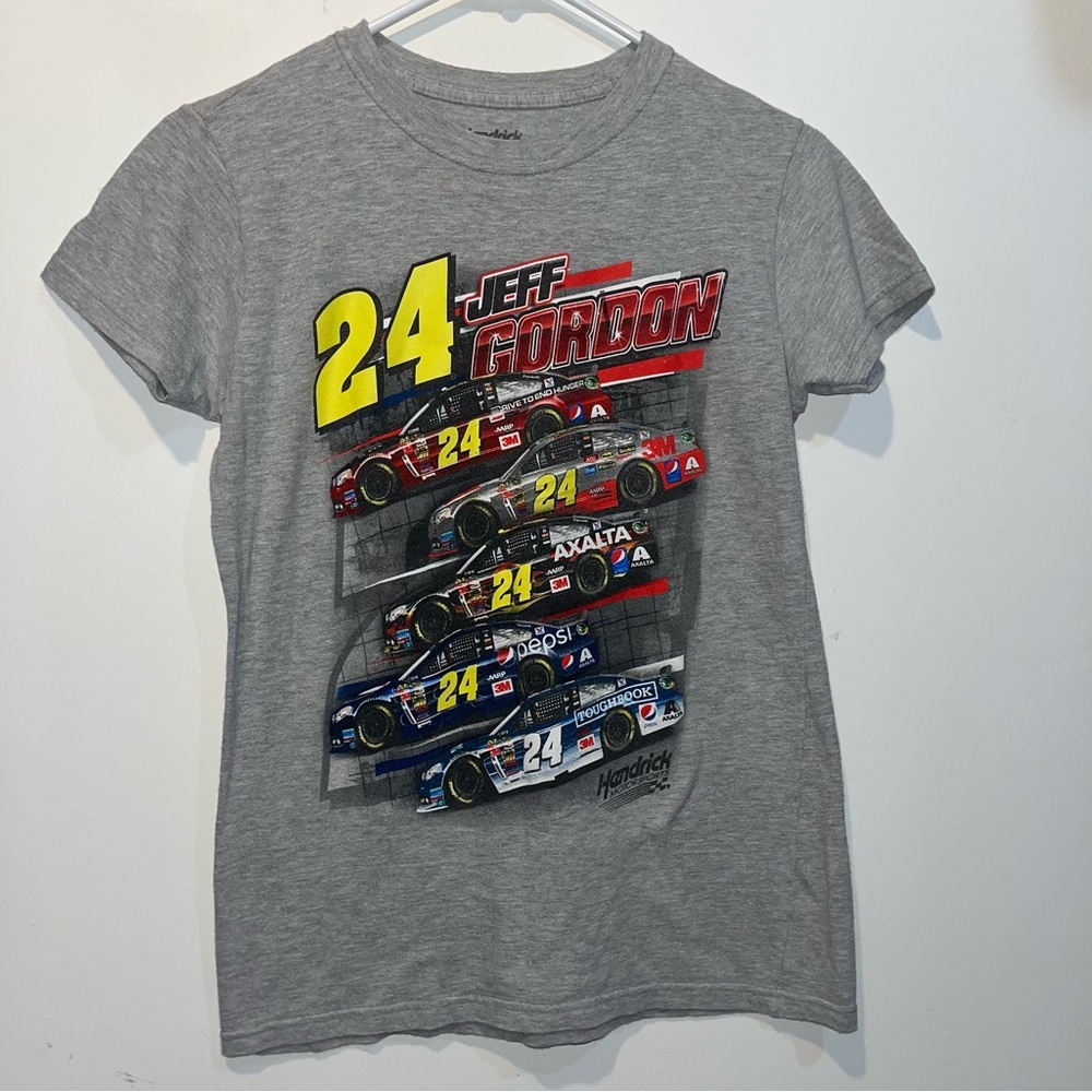 Jeff Gordon NASCAR Graphic T-Shirt Women’s Size Medium Gray Short Sleeve